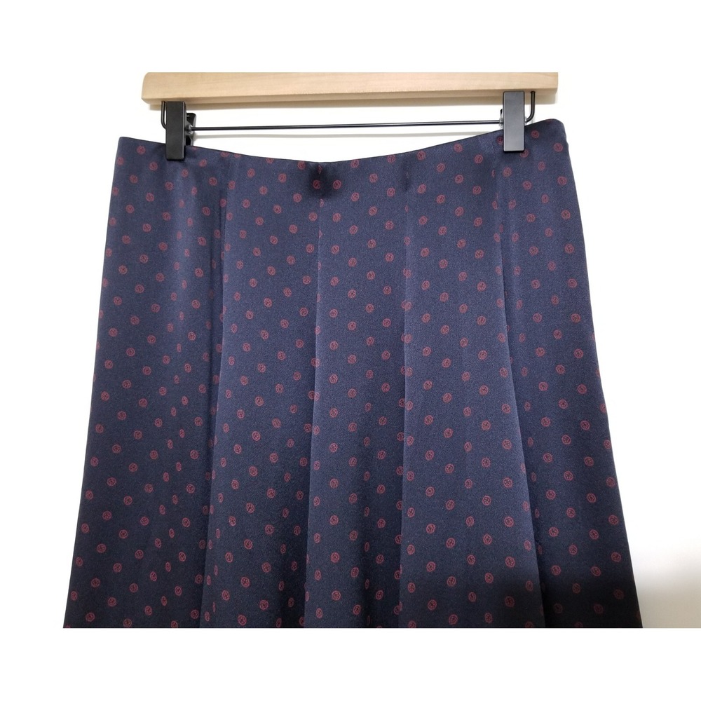 Vince Leaf Foulard 100% Silk Satin Asymmetric Midi Skirt Navy Blue XS M $325 - Picture 7 of 14